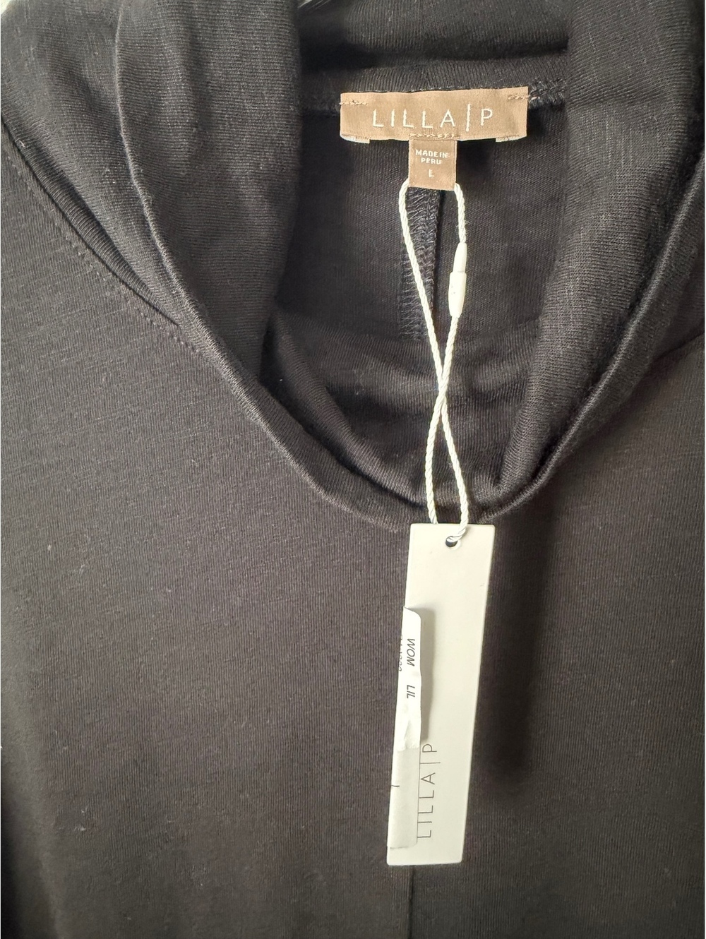 Lilla P NWT Long Sleeve Mock Neck Black Stretch Blouse Women's Size L - Picture 6 of 7